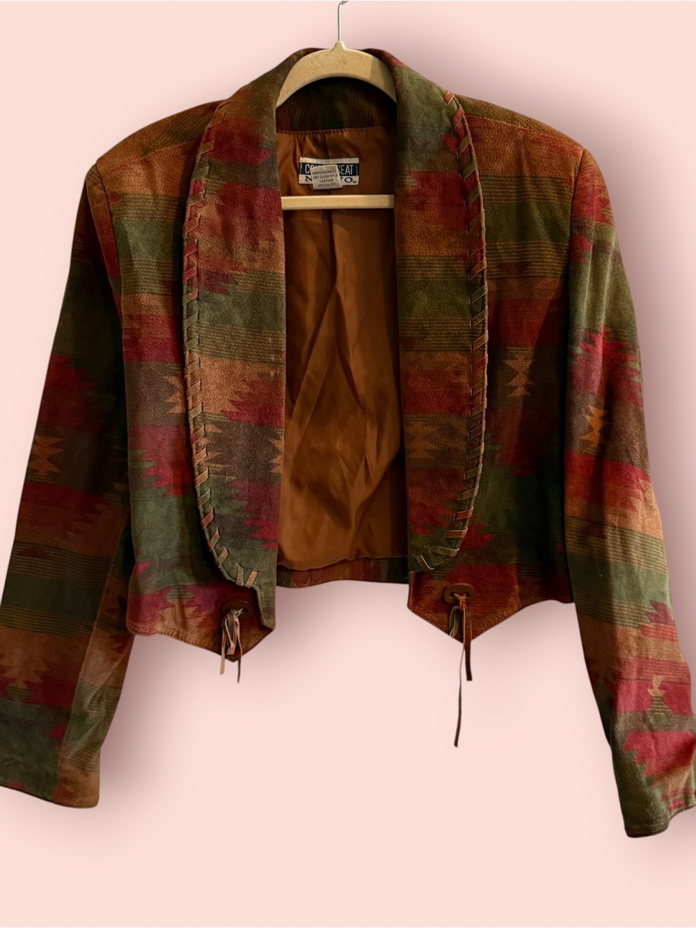 Vintage Country Seat Leather Southwestern Cropped Jacket